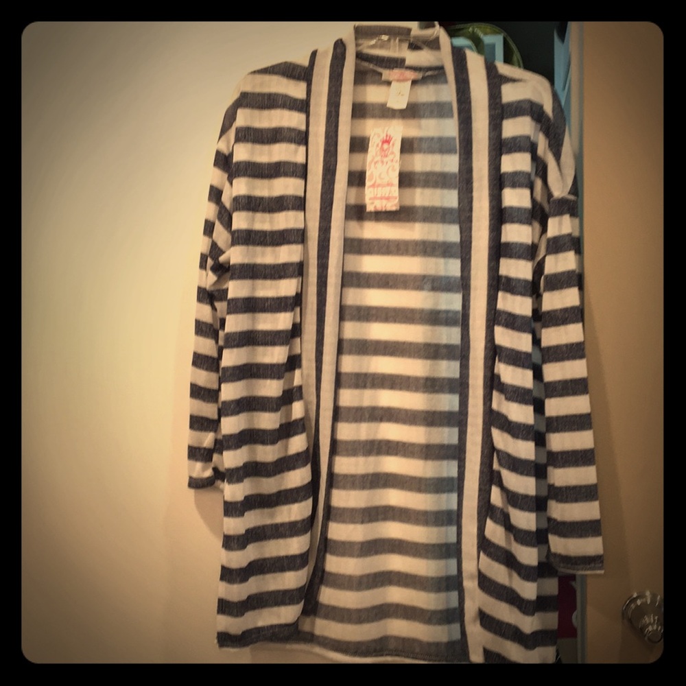 Sheer stripes blue and white cardigan.